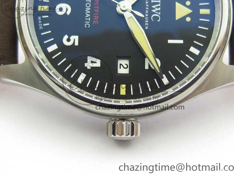 MIROTIME 0224 Original Pilot IW326803 SS MK 1:1 Best Edition Black Dial on Brown Leather Strap MIYOTA 7146